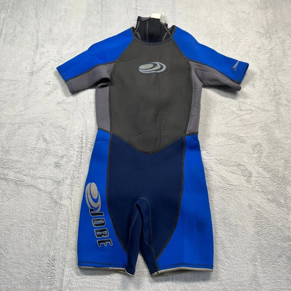 Jobe Shorty Wetsuit Youth Blue Grey Powerstretch Back Zip Springsuit Size 4